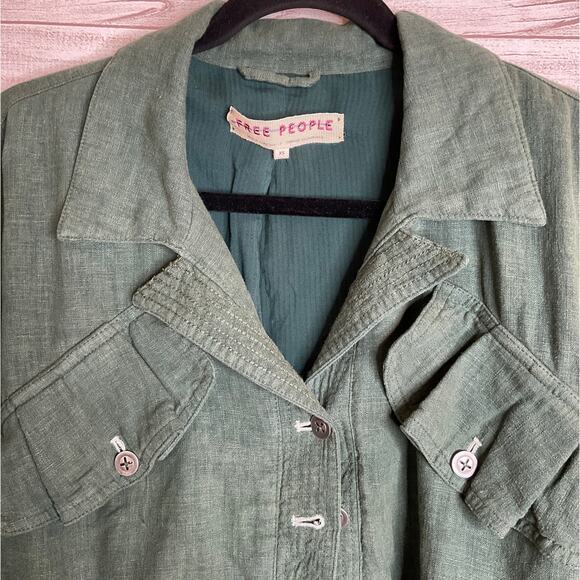 New Free People Billy Saddle Green Jacket Women's Size XS - Picture 5 of 7
